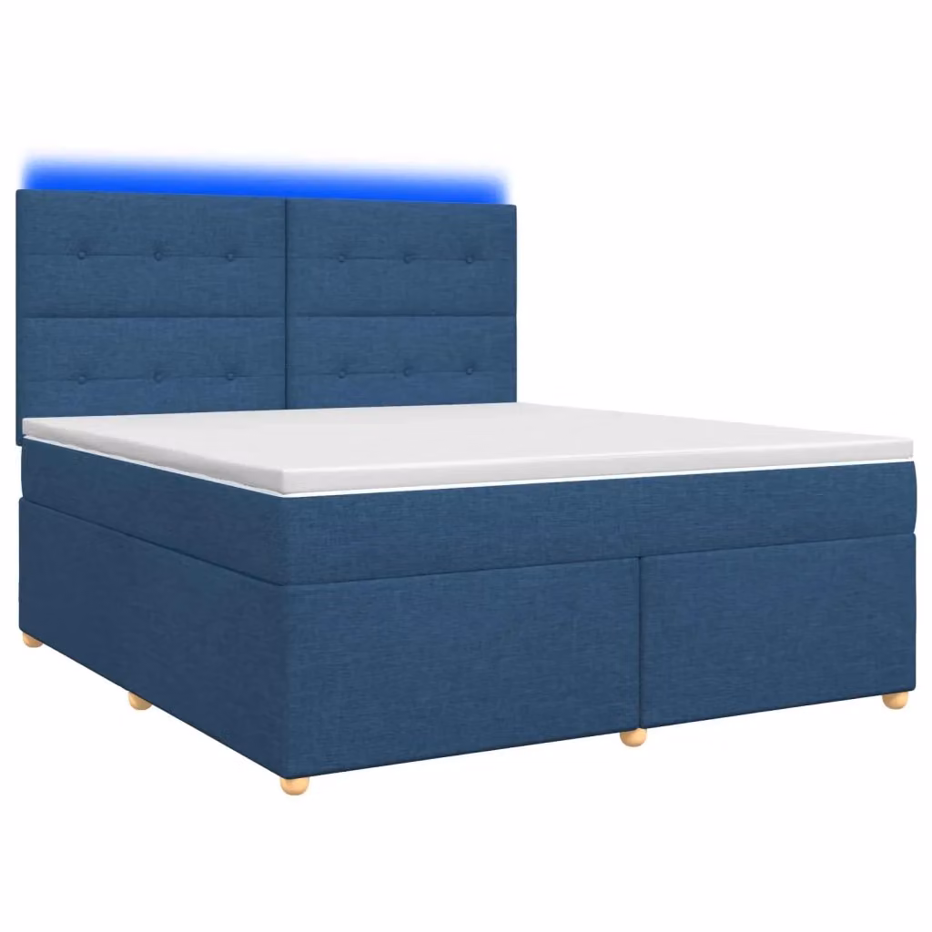 Letto box spring ibrido vidaXL con materasso blu e base contenitore con illuminazione sottostante e porta USB L: 140 cm, P: 200 cm, H: 144 cm – 2