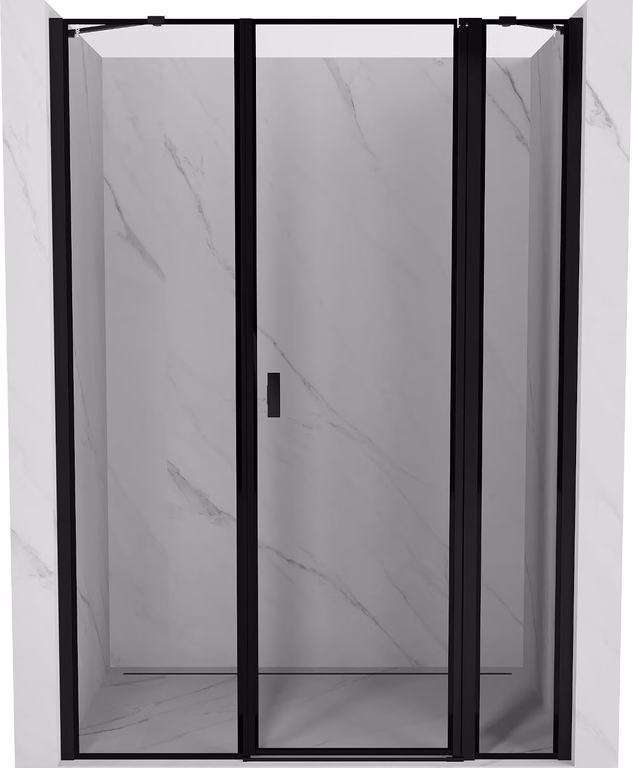 Mexen Mist porta doccia a battente destra 160 cm, cornice nera, nera - 8A4-160-001-70-70-P