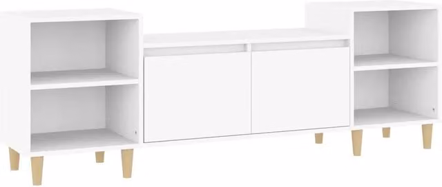 Mobile TV moderno in legno multistrato bianco per soggiorno L: 160 cm, P: 35 cm, H: 55 cm – 1