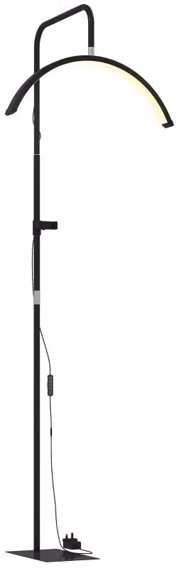 Lampada a LED a forma di mezzaluna per il trucco, lampada da tavolo regolabile con supporto per smartphone, 7 temperature di colore, 10 livelli di luminosità, altezza 136–186 cm, plastica, colore nero