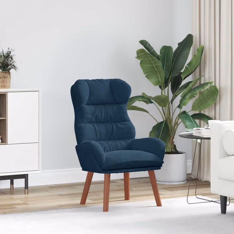 Poltrona moderna vidaXL in velluto blu con braccioli, L: 69 cm, P: 74 cm, H: 93 cm