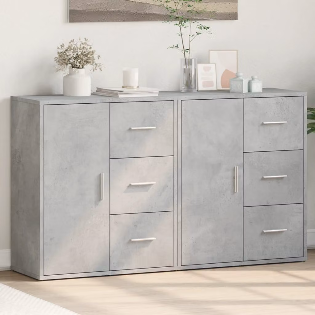 Set di 2 credenze moderne vidaXL in legno multistrato e MDF, colore grigio, L 60 cm x P 31 cm x H 70 cm