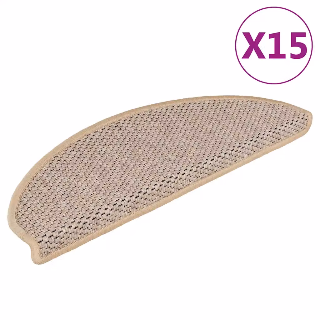 vidaXL Tappeti Adesivi Scale Aspetto Sisal 15pz 65x21x4cm Beige Chiaro