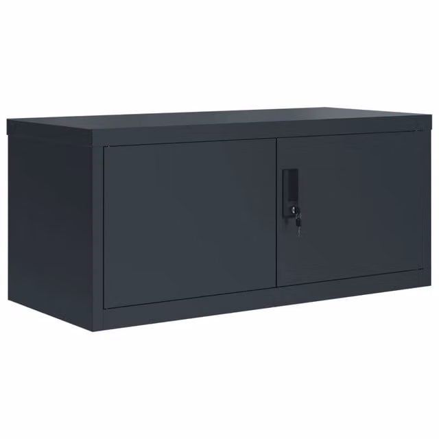 Armadio Classificatore in Acciaio Antracite con Ante a Battente e Serratura DESIGN IN L 90 x P 40 x H 40 cm