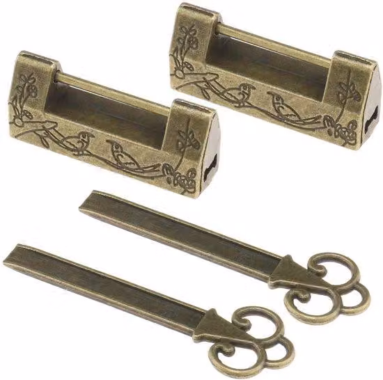 Set di 2 antiche serrature a muro in lega di zinco - Oggetto decorativo vintage