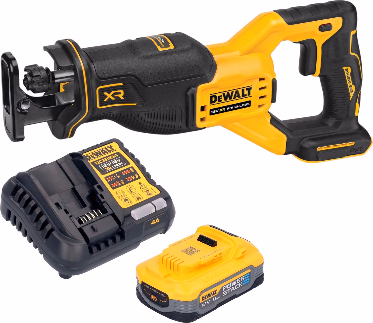 Sega alternativa a batteria DeWalt DCS 382 H1 18 V brushless + 1 batteria Powerstack 5,0 Ah + caricabatteria