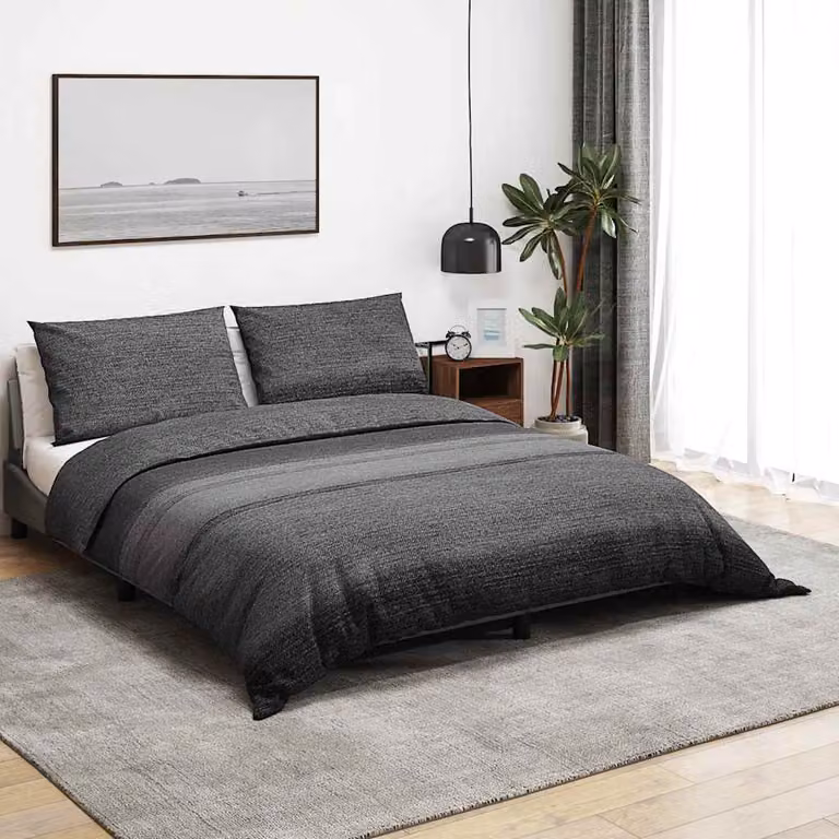 Set Copripiumino e Federe vidaXL in Cotone, Grigio Scuro e Nero, L 260 x P 240 cm