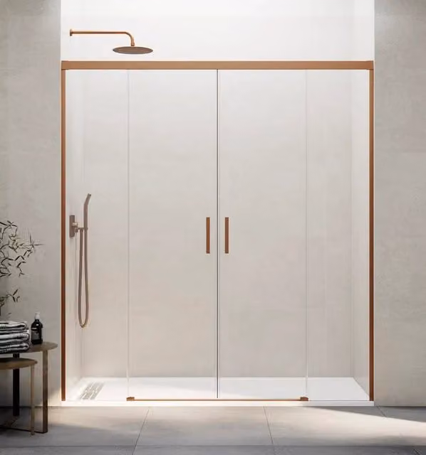 Box doccia rettangolare BASI BASIC 2 con 2 elementi fissi e 2 scorrevoli, vetro trasparente color bronzo, L: 180 cm