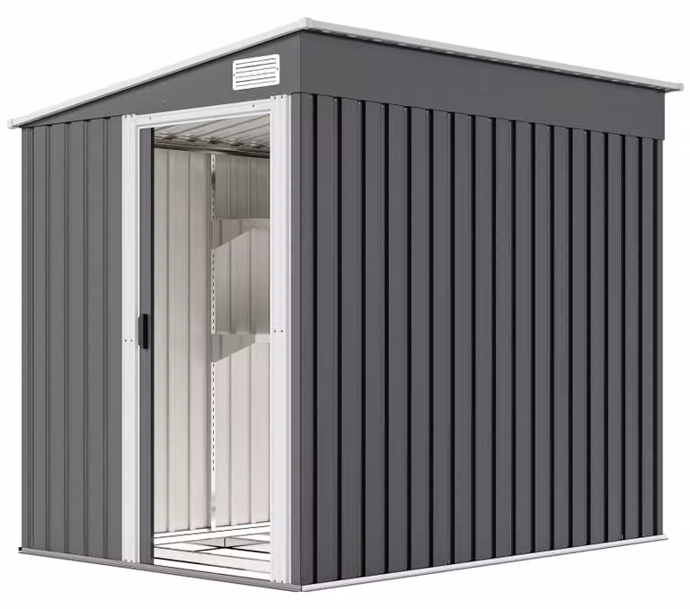 Outsunny capannone in metallo 2,81m² 154x206,5x181 cm capannone per attrezzi con tetto a una falda