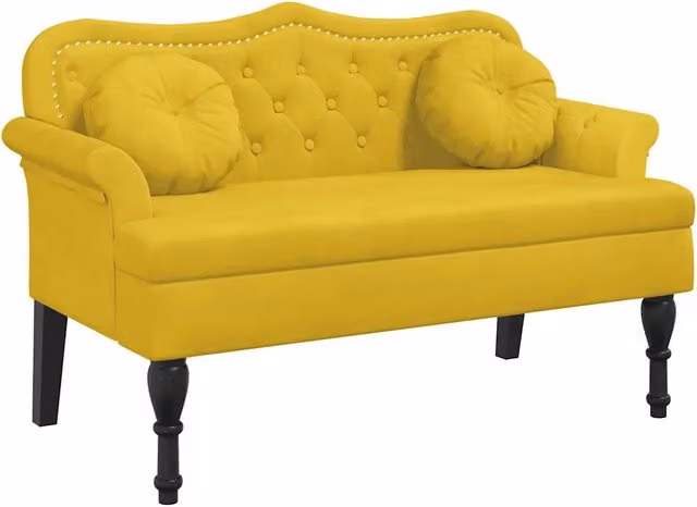Panca con Cuscini Gialla 120,5x65x75 cm in Velluto CFW9683160