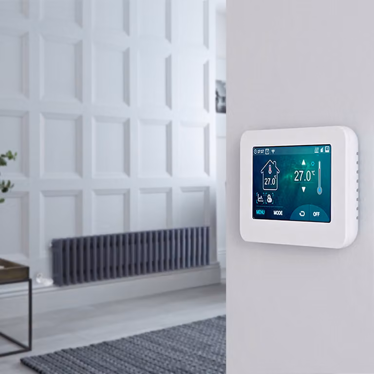 Radiatore Elettrico Regent Antracite a 3 Colonne Orizzontale con Termostato Wi-Fi Touchscreen e Protezione dal Surriscaldamento, L: 119 cm, H: 30 cm
