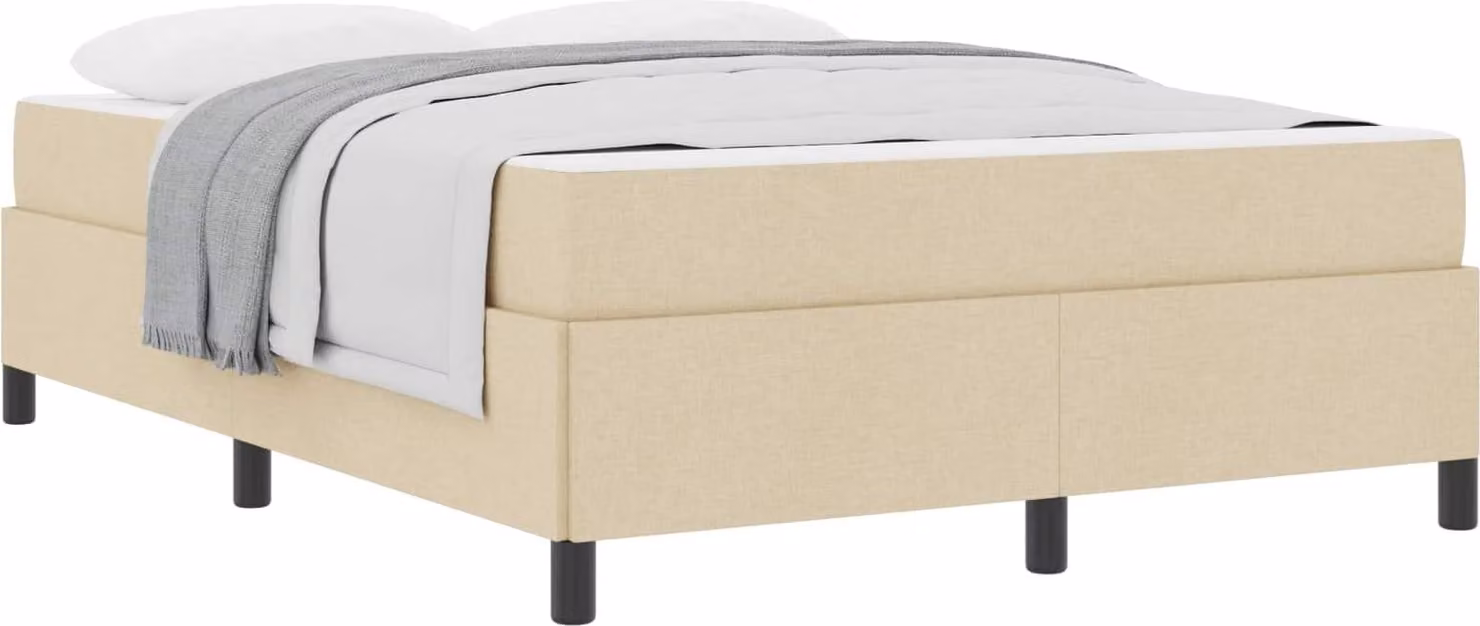 Letto a molle con materasso Crema 140 x 190 cm Tessuto
