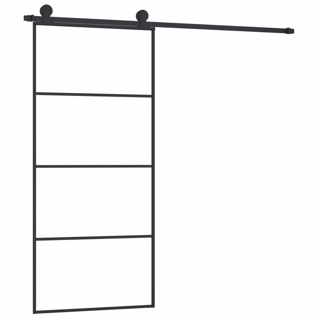 Porta Scorrevole in Vetro e Alluminio vidaXL Colore Nero L: 90 cm, H: 205 cm – 2