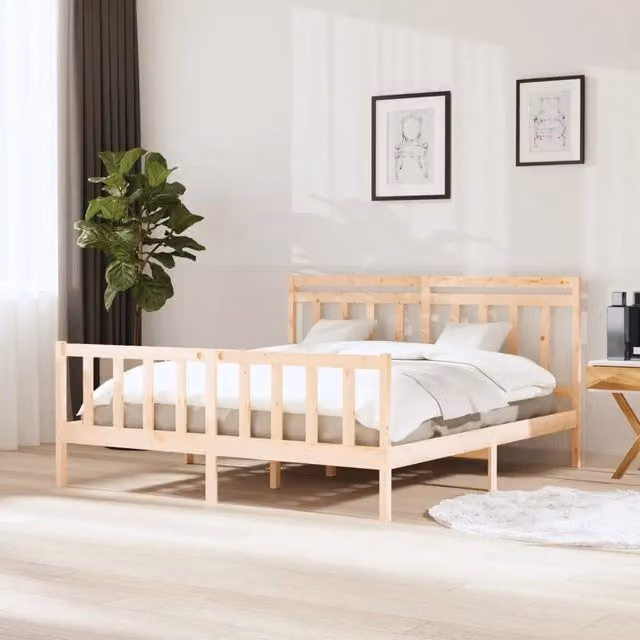 Giroletto vidaXL in legno massello di pino color marrone con doghe piatte fisse L/P/H: 205.5 x 160 x 166 cm