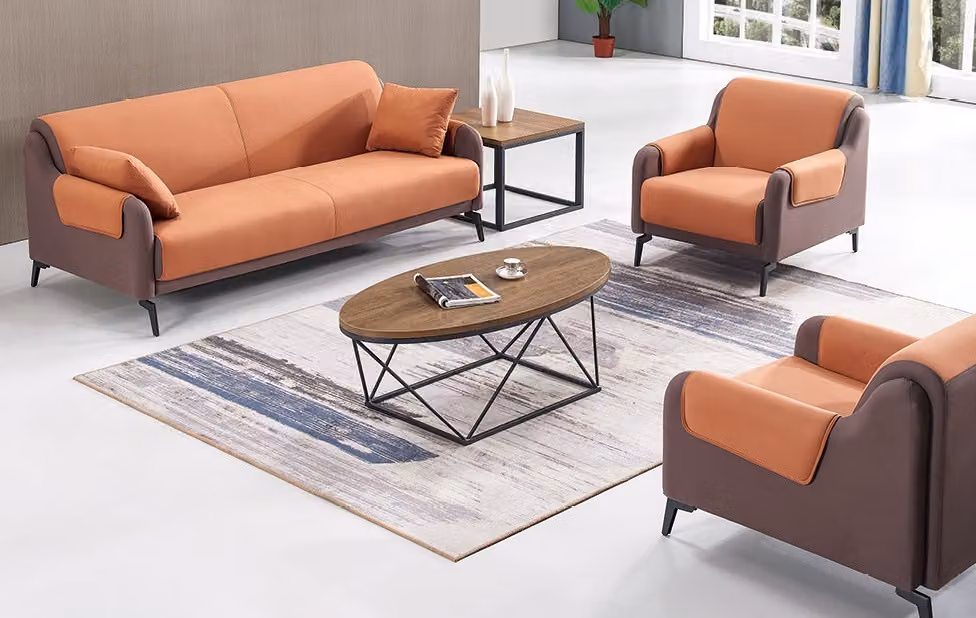 Sofa Couch Polster Stoff Couchen Polster Garnitur 3+1+1 Sitzer Büroeinrichtung