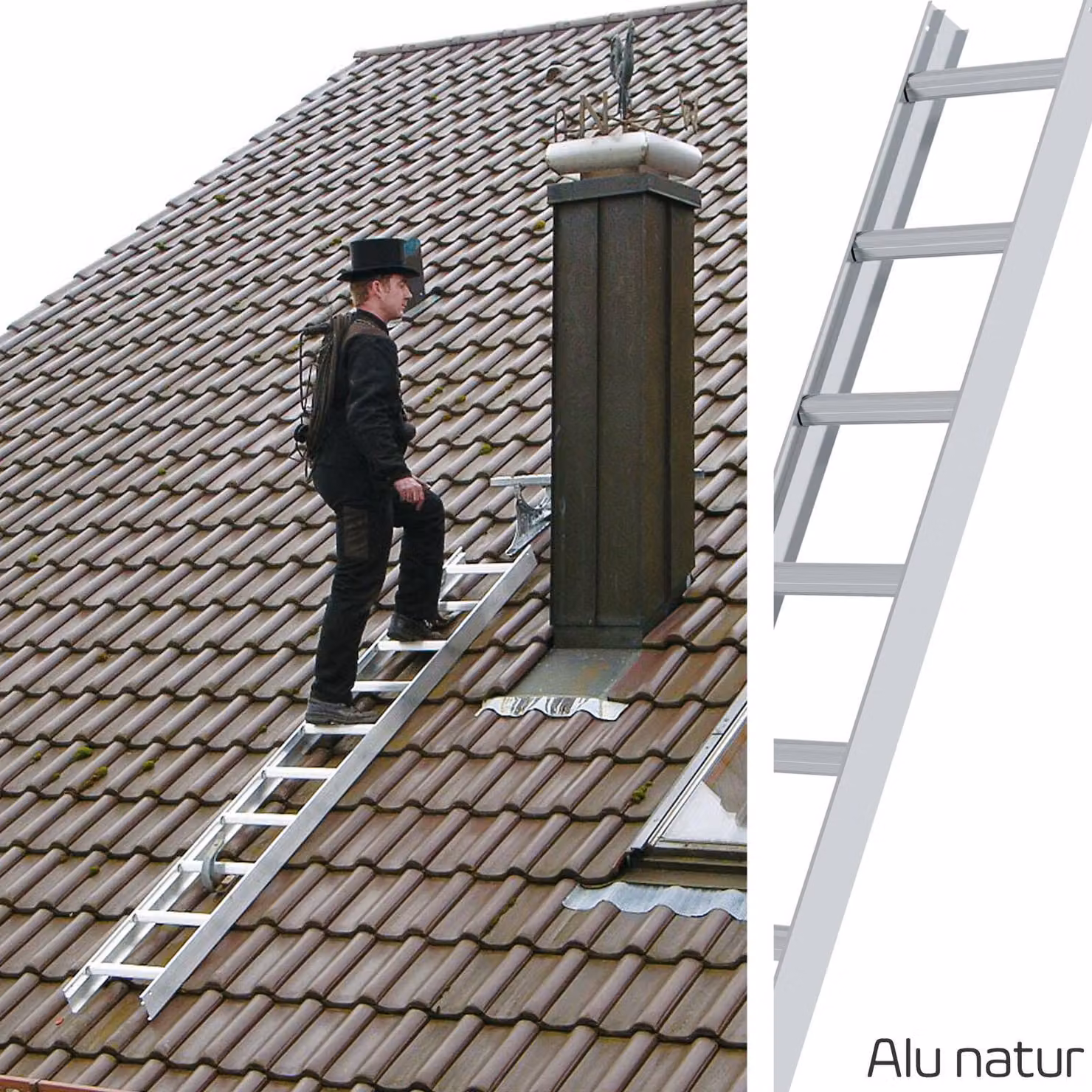 MUNK Günzburger Dachleiter Aluminium Alu natur 7 Stufen 1,96m