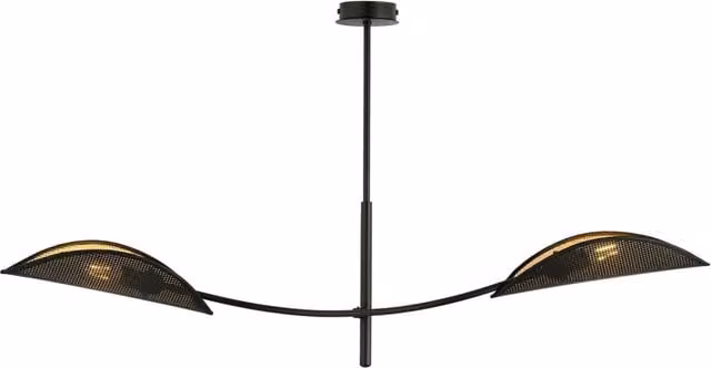Lampada a sospensione Marte Luceart-Classic con 2 luci, bracci regolabili in metallo, colore nero e oro/ottone