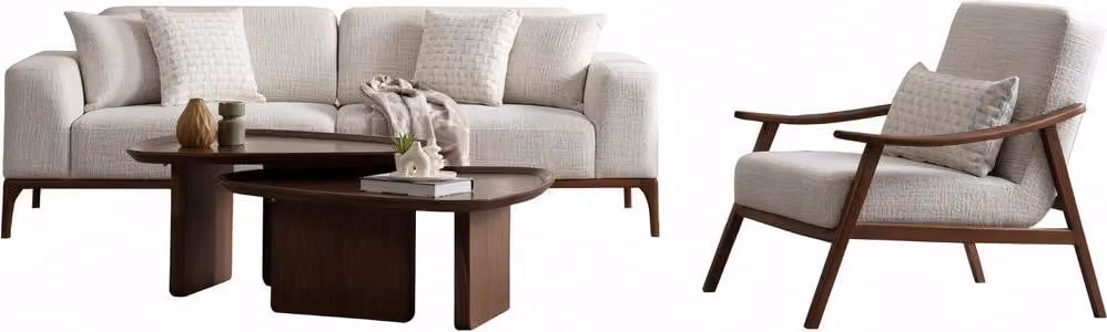 Sessel Sofa 3 Sitzer Couchtisch Set Weiß Modern Sofa Sofagarnitur Polster
