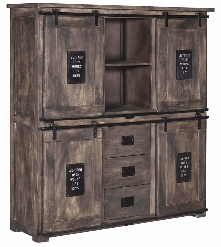 MASSIVMOEBEL24 | RAILWAY #225 Credenza in legno di mango - laccato / grigio 150x45x160