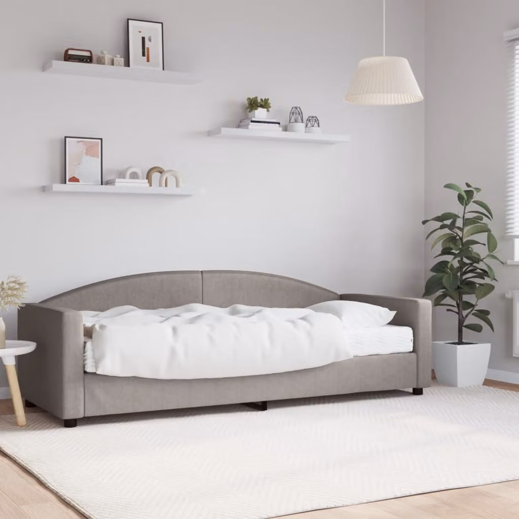 vidaXL Divano Letto con Materasso in Tessuto, Colore Tortora/Grigio/Beige, L/P/H: 223 x 80 x 90 cm