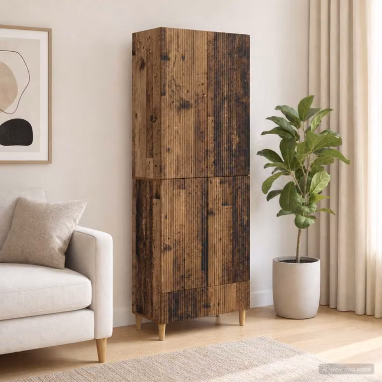 Set di 2 armadi da parete vidaXL in legno MDF marrone moderno con ripiani interni e ante a battente L/P/H: 95,0 x 34,5 x 66,0 cm