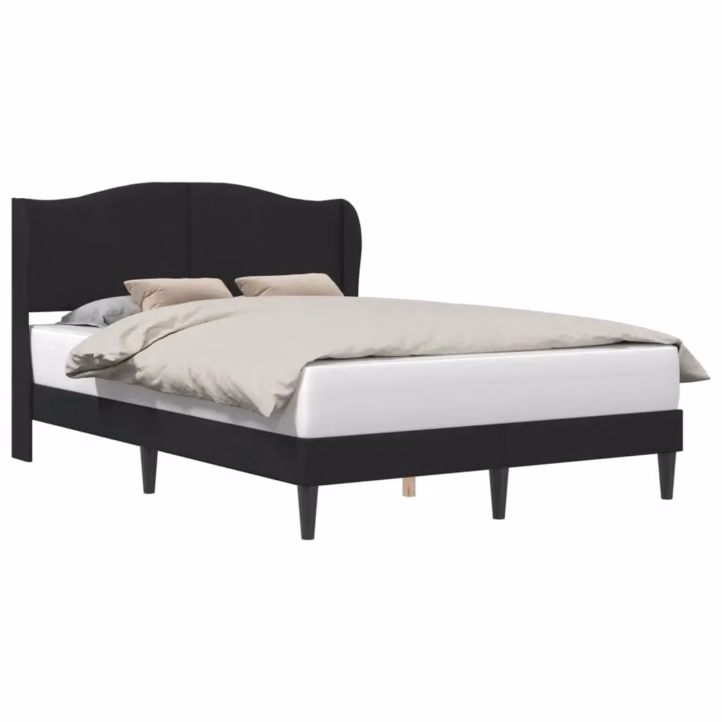 Letto moderno con testiera e giroletto in velluto nero L/P/H: 192 x 140 x 101 cm – 2