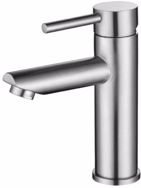 Rubinetto per bagno - Altezza 8,5 cm - Miscelatore per acqua calda e fredda - Rubinetto monomando per bagno - Miscelatore in acciaio inossidabile spazzolato