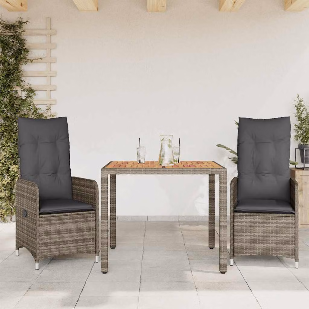 vidaXL Set Bistrò da Giardino Moderno in Legno di Acacia Olio Grigio – 1