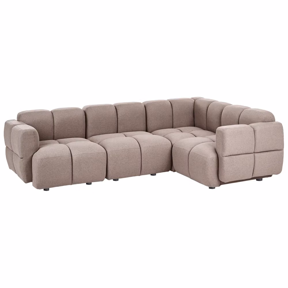 Divano angolare sinistro modulare Beliani a 4 posti in tessuto beige stile moderno L 252 x P 74 x H 86 cm – 2