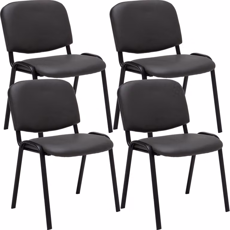 set di 4 sedie per visitatori in Pelle finta Ken