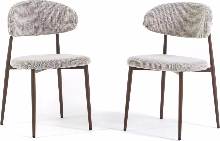 Set di 2 sedie da pranzo MOIRA con seduta imbottita e rivestimento in tessuto, gambe in metallo effetto legno, design elegante e moderno per cucina e sala da pranzo