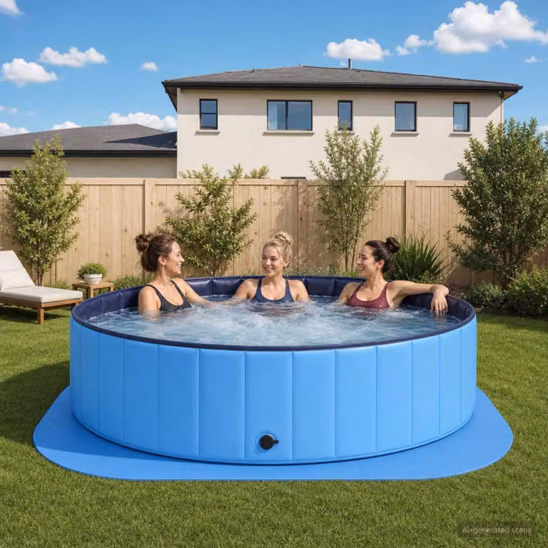 Tappetino protettivo per piscina, 36 pezzi, diametro 350 cm, rotondo, in schiuma EVA, colore blu