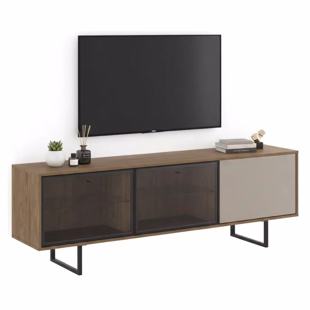 Mobile porta TV Serrata DMORA con cassetti in legno rovere marrone e beige L: 185 cm, P: 40 cm, H: 60 cm – 2