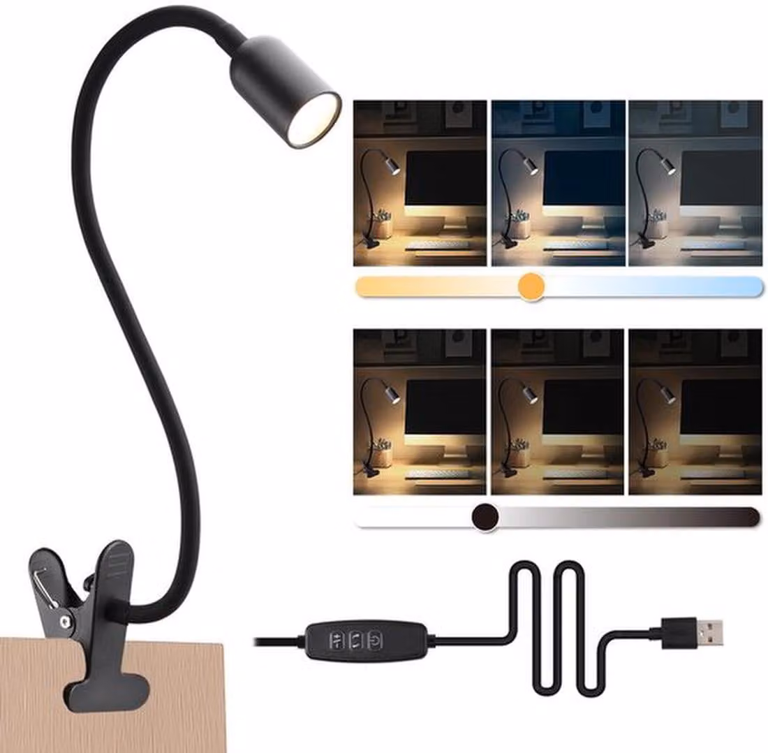 Lampada da lettura LED Azomor Flexible con morsetto e temperature di colore regolabili