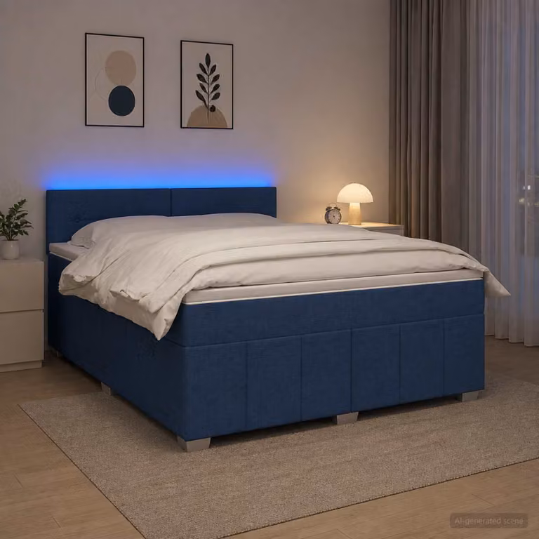 vidaXL Letto box spring con materasso Blu 140 x 190 cm Tessuto