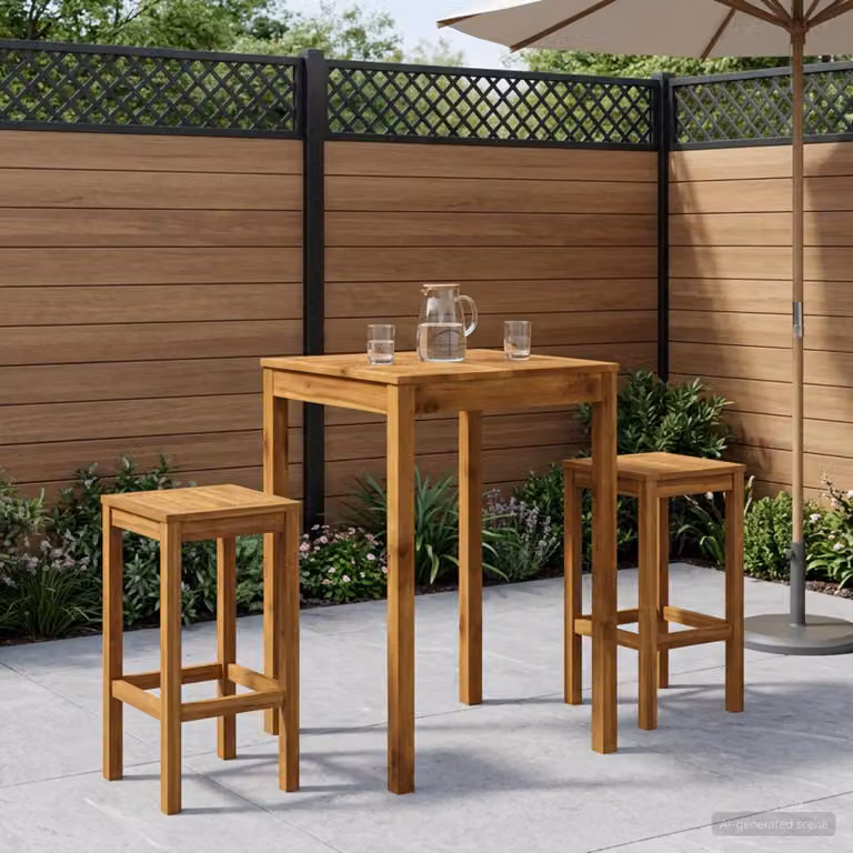 vidaXL Tavolo Bar da Giardino in Legno di Acacia Marrone L: 70 cm, P: 68,5 cm, H: 105 cm