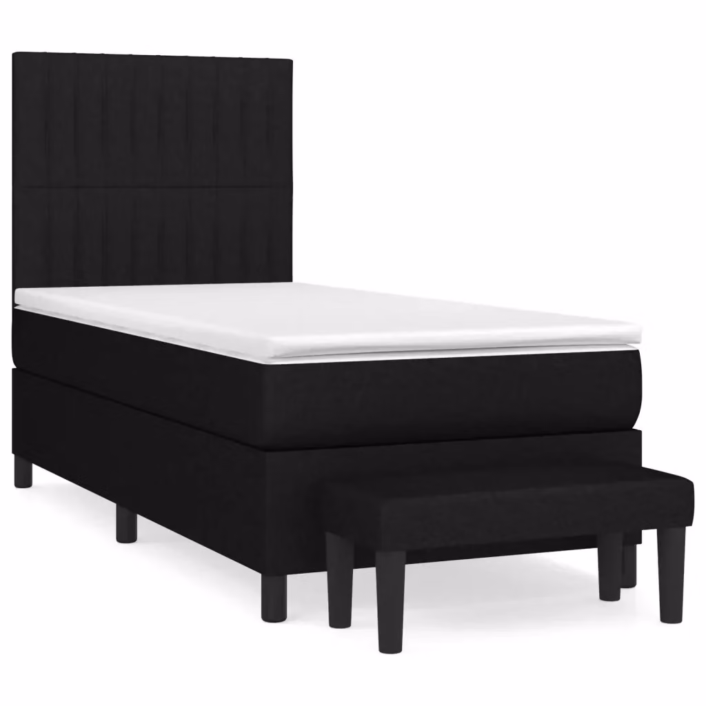Letto Ibrido vidaXL con Giroletto a Molle e Materasso, Colore Nero e Bianco, L/P/H: 90 x 200 x 203 cm – 2