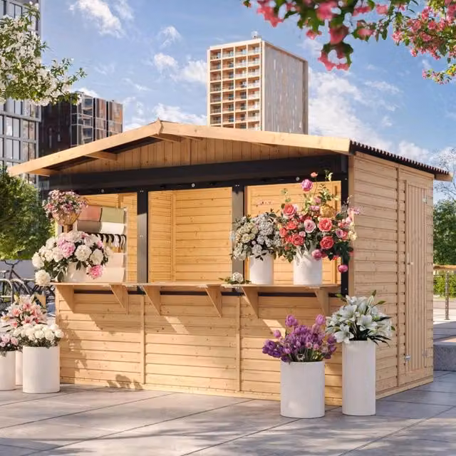 Chiosco da giardino in legno Timbela M150AZ marrone L: 263 cm, P: 336 cm – 1