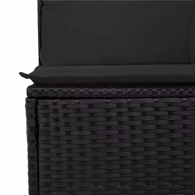 Set Divano da Giardino con cuscino 4 pz | Set Salotto da Giardino Nero Poly Rattan