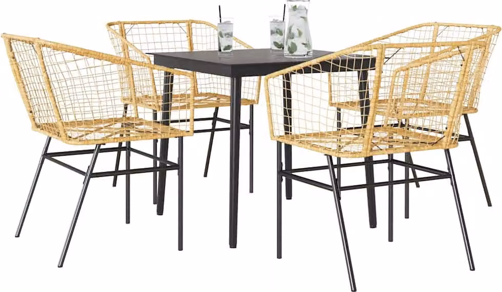 Maison Exclusive - Set da Pranzo da Giardino 5pz Polyrattan Vetro