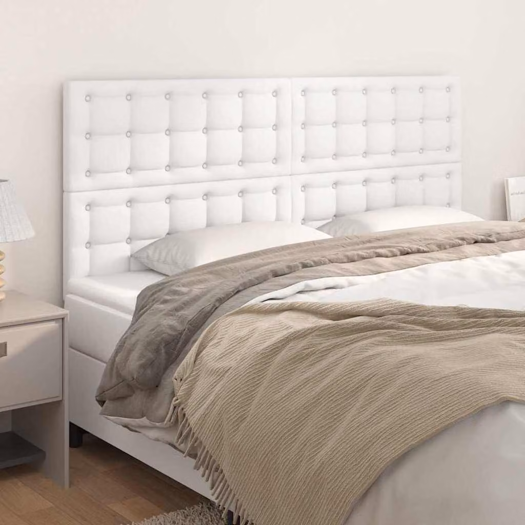 Testiera per letto imbottita vidaXL in similpelle bianca, L: 180 cm, P: 5 cm, H: 118-128 cm