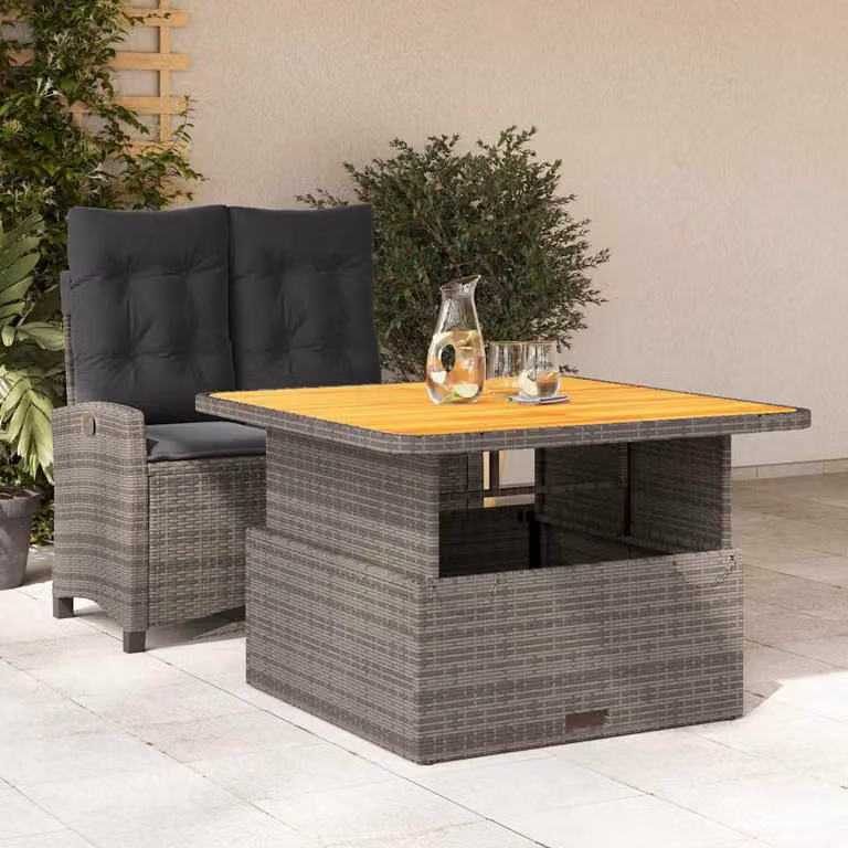 vidaXL Set da Giardino Moderno in Legno di Acacia Oliato, Colore Marrone e Grigio