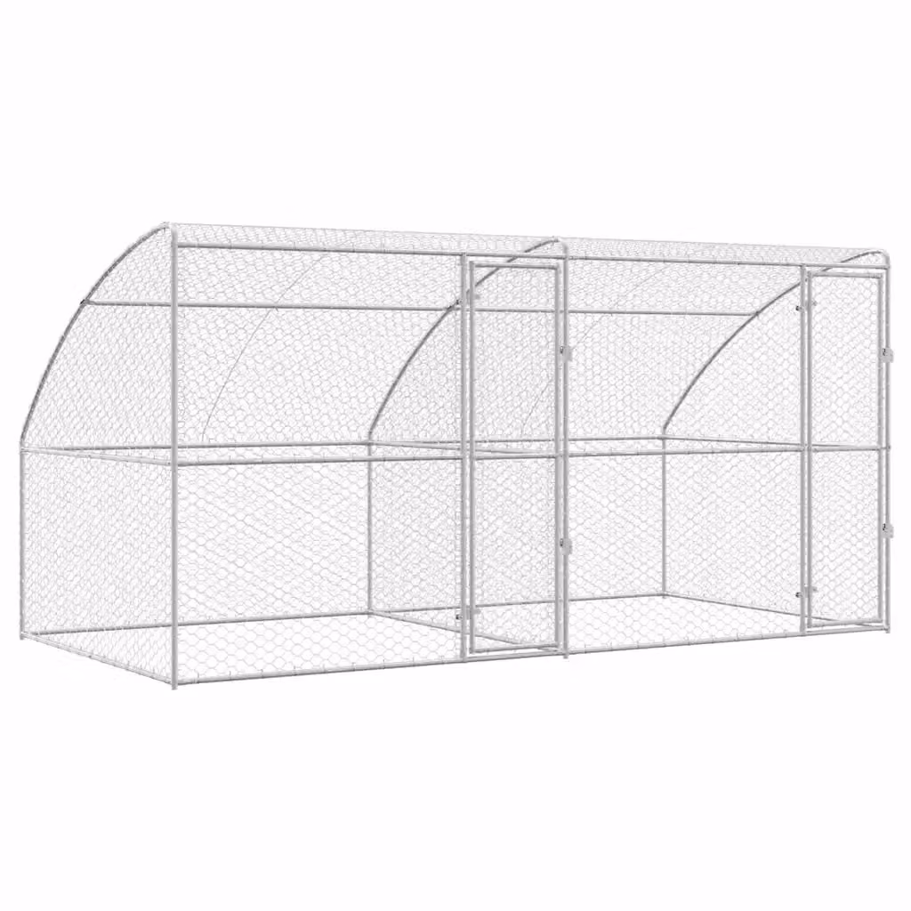 Set di 2 cuccie per cani vidaXL in metallo zincato argento L/P/H: 4 x 2 x 2 m – 2