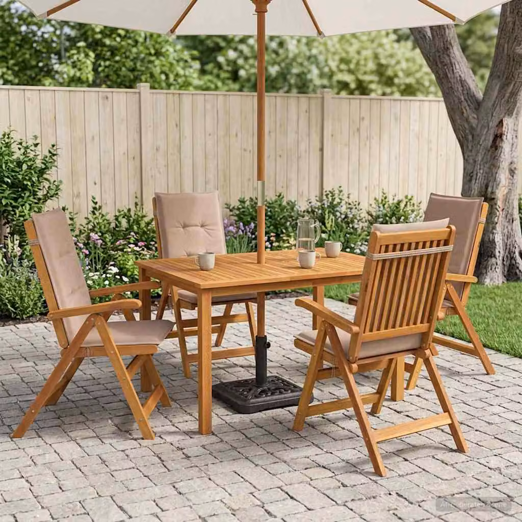 Set da pranzo da giardino vidaXL in legno di acacia marrone, 5 pezzi