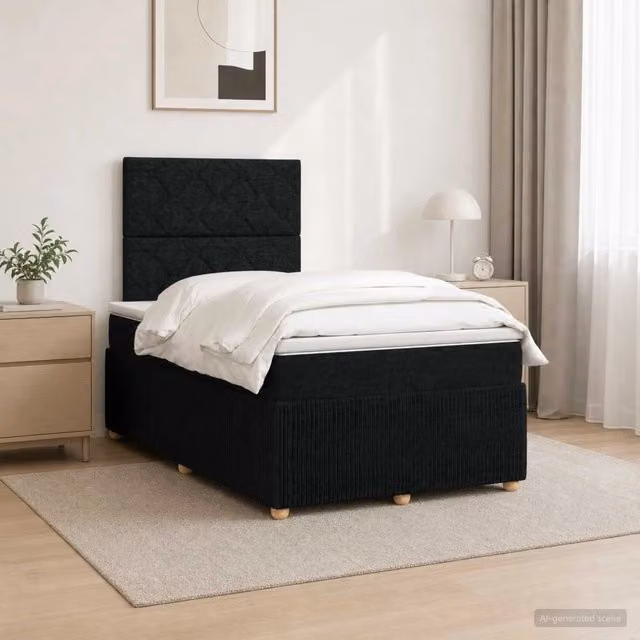 Letto Box Spring vidaXL con Materasso Ibrido e Illuminazione LED, Porta USB e Base a Sollevamento, Colore Nero, L/P: 120 x 200 cm