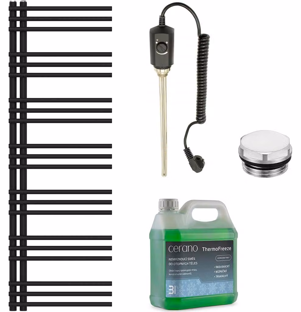 Kit radiatore elettrico da bagno Burke - L/P - 600W - nero opaco - 1500x500 mm