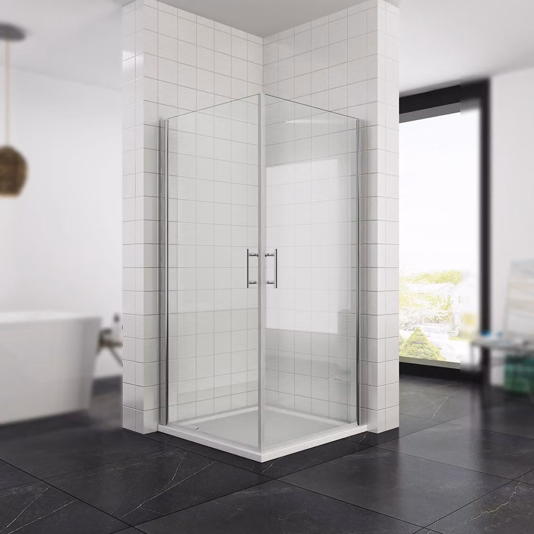 SONNI Cabina doccia angolare Nano Doccia Porta girevole Pannello doccia Parete doccia 80x80x185cm