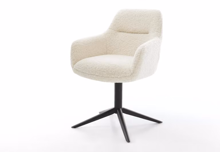 DELIFE sedia girevole Pejo-Flex teddy tessuto beige base nera girevole a 360° funzione dondolo nucleo a molle tascabili