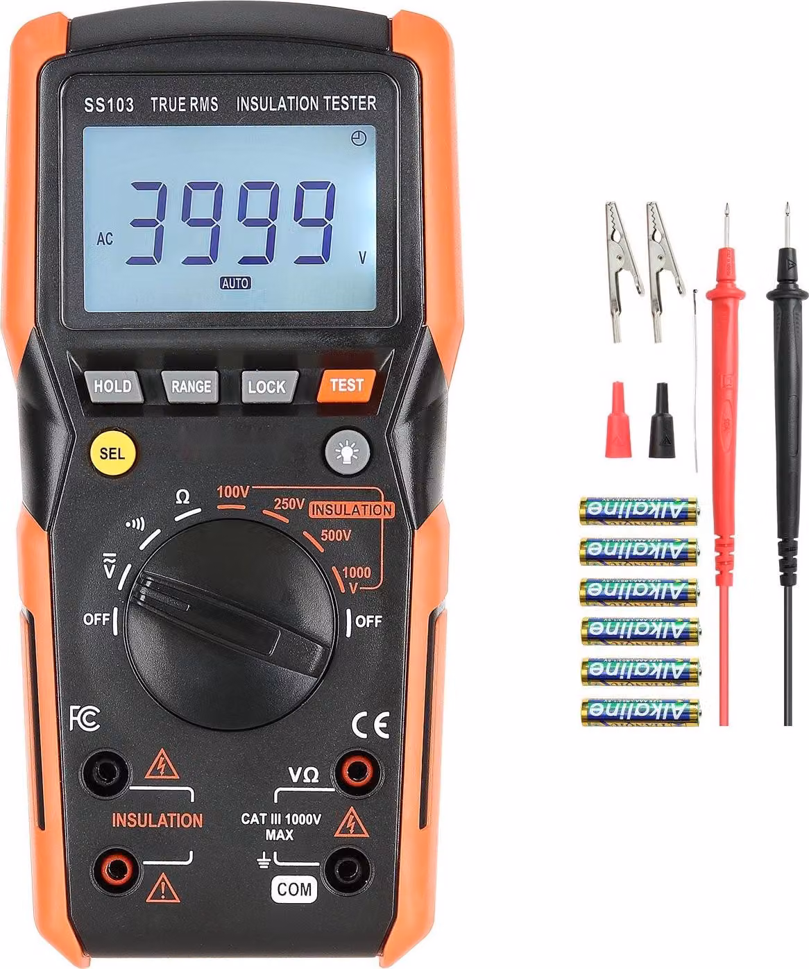 Multimetro digitale - True RMS (TRMS) - 4000 conteggi - 1000 V AC/DC - Gamma automatica/manuale - Tensione, resistenza e continuità