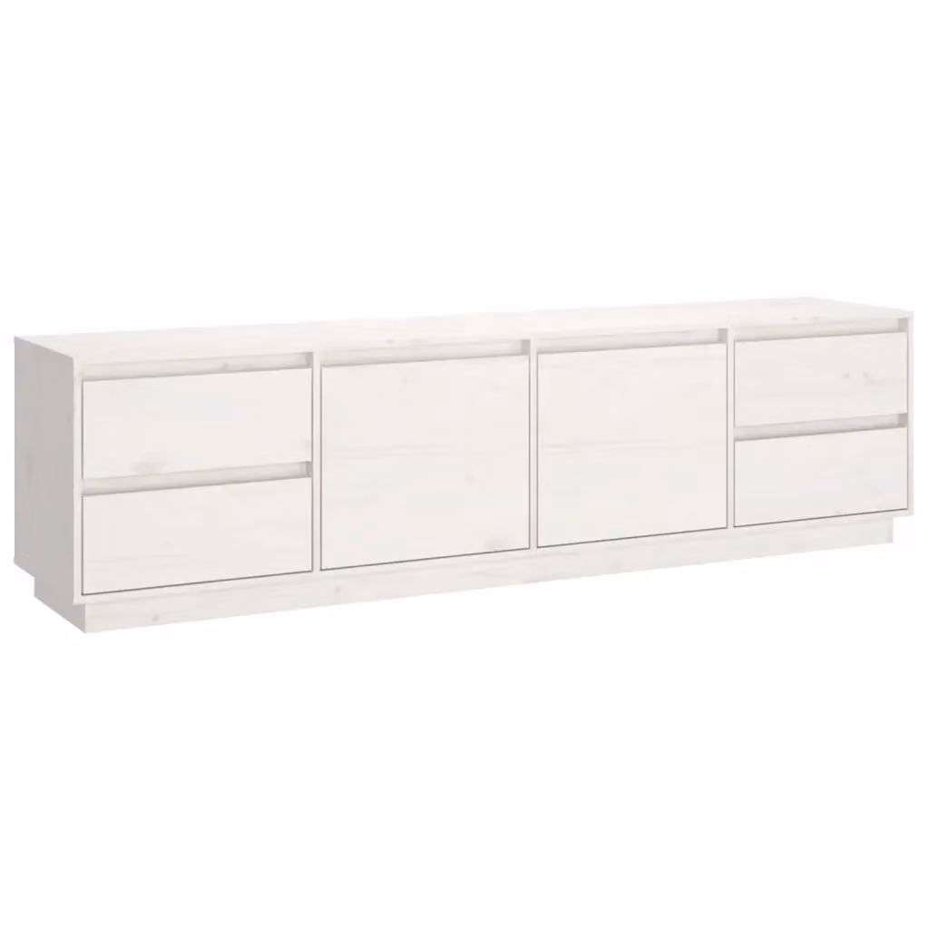 vidaXL Mobile Porta TV Bianco in Legno di Pino con Ripiani per Media, L: 176 cm, P: 37 cm, H: 47,5 cm – 2
